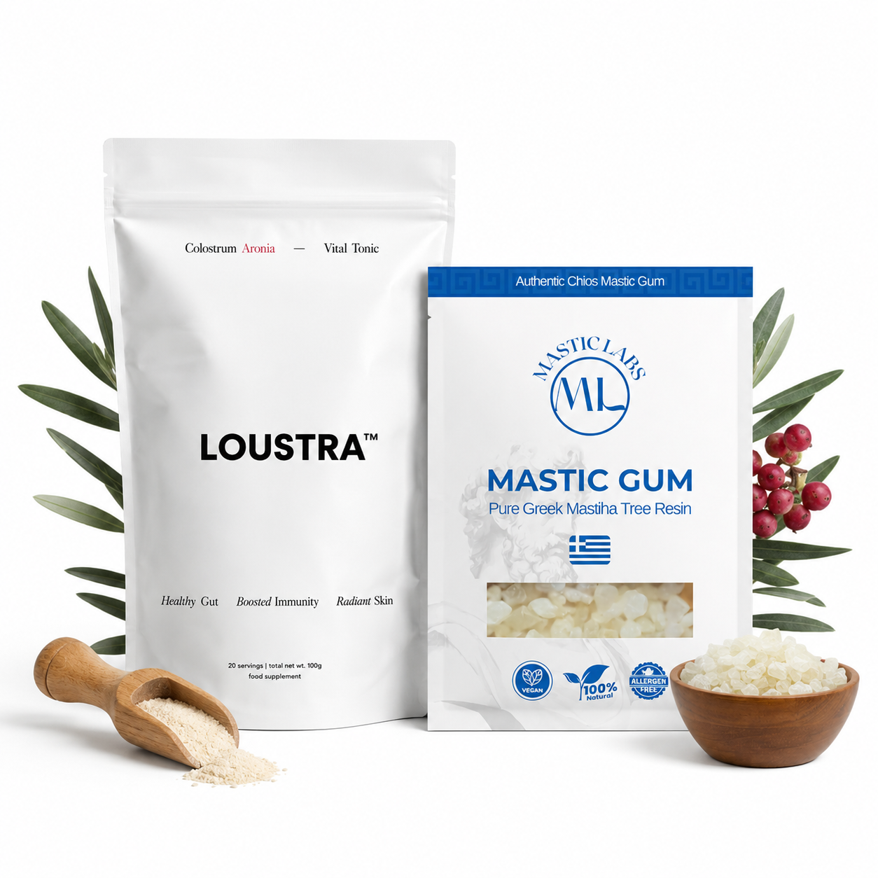 Complete Gut Health Bundle | Loustra® Colostrum Vital Tonic + Greek Mastic Gum Powder